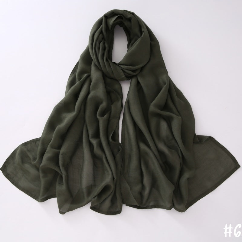 Breathable Modal Monochrome Shawl, Malay Indonesian Cotton And Linen Hijab, Solid Colour Scarf