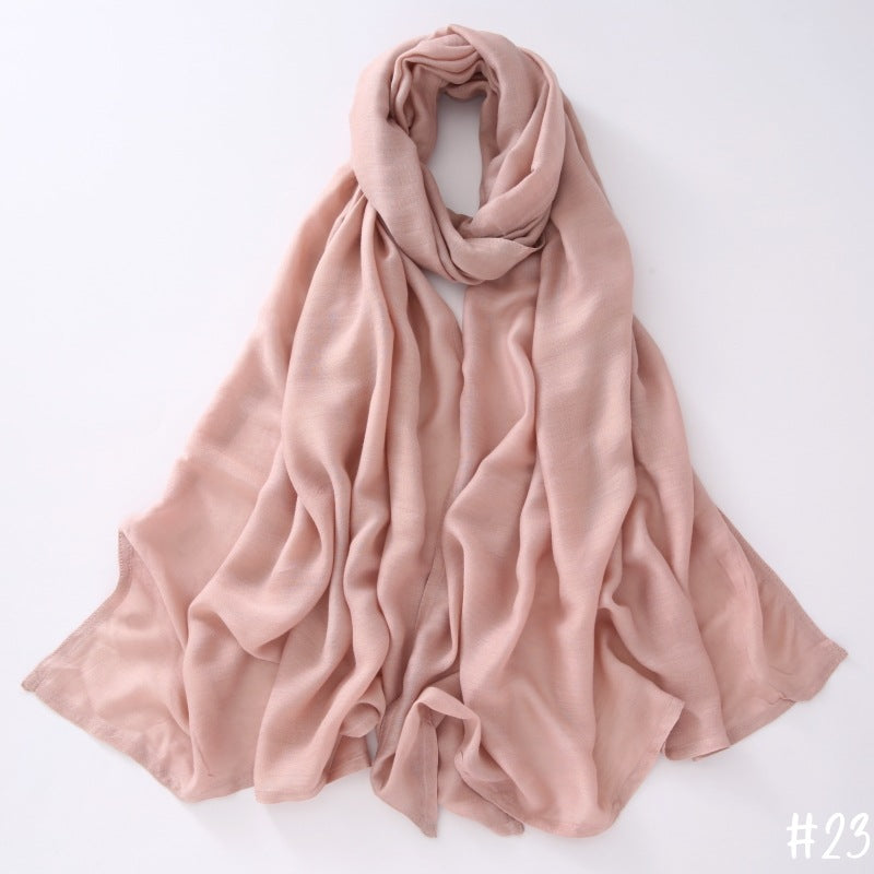Breathable Modal Monochrome Shawl, Malay Indonesian Cotton And Linen Hijab, Solid Colour Scarf
