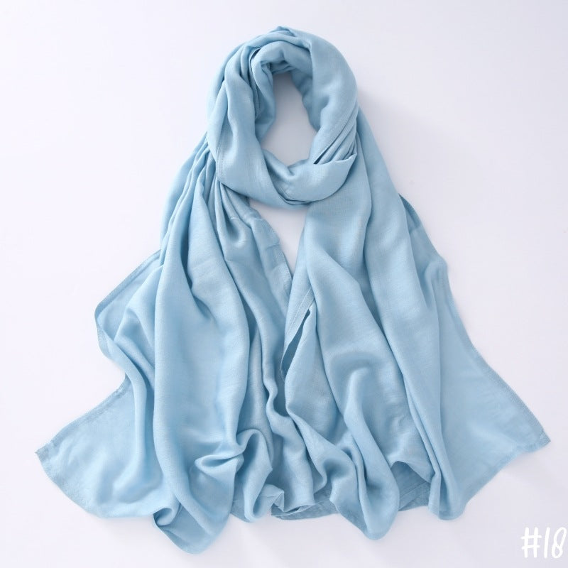 Breathable Modal Monochrome Shawl, Malay Indonesian Cotton And Linen Hijab, Solid Colour Scarf