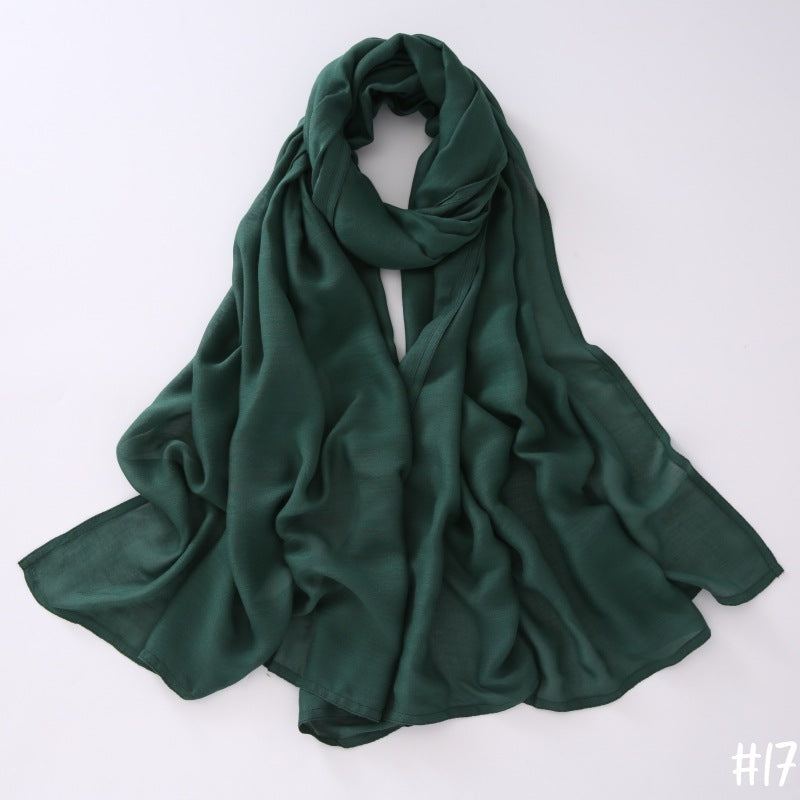 Breathable Modal Monochrome Shawl, Malay Indonesian Cotton And Linen Hijab, Solid Colour Scarf
