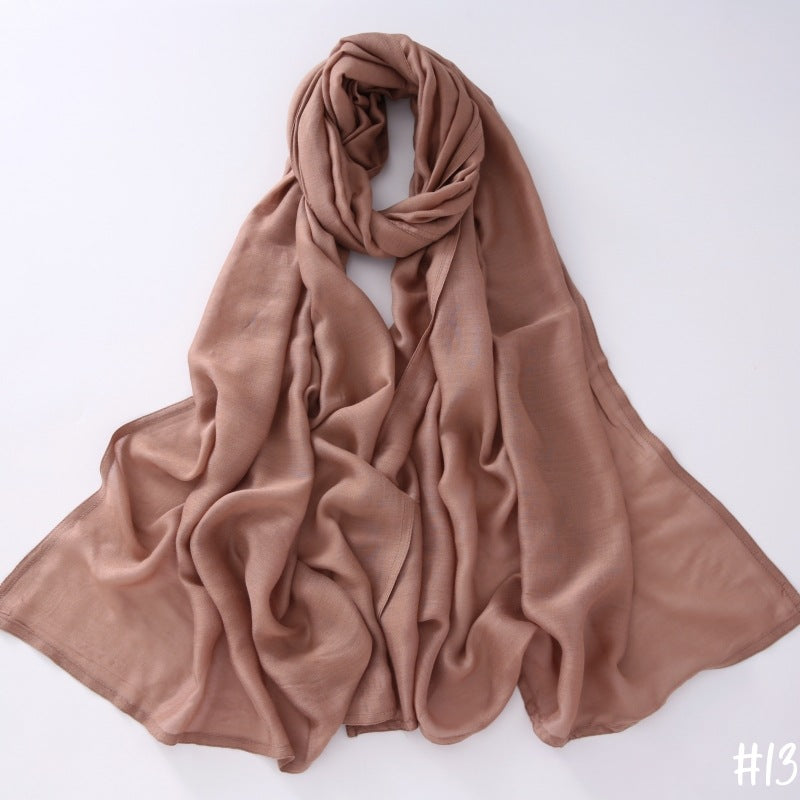 Breathable Modal Monochrome Shawl, Malay Indonesian Cotton And Linen Hijab, Solid Colour Scarf