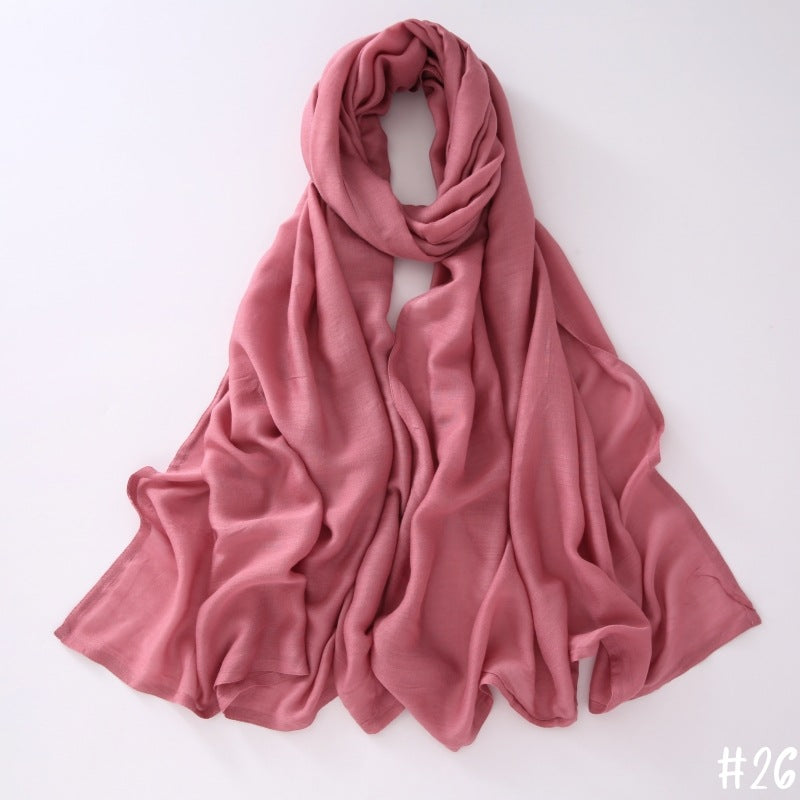Breathable Modal Monochrome Shawl, Malay Indonesian Cotton And Linen Hijab, Solid Colour Scarf
