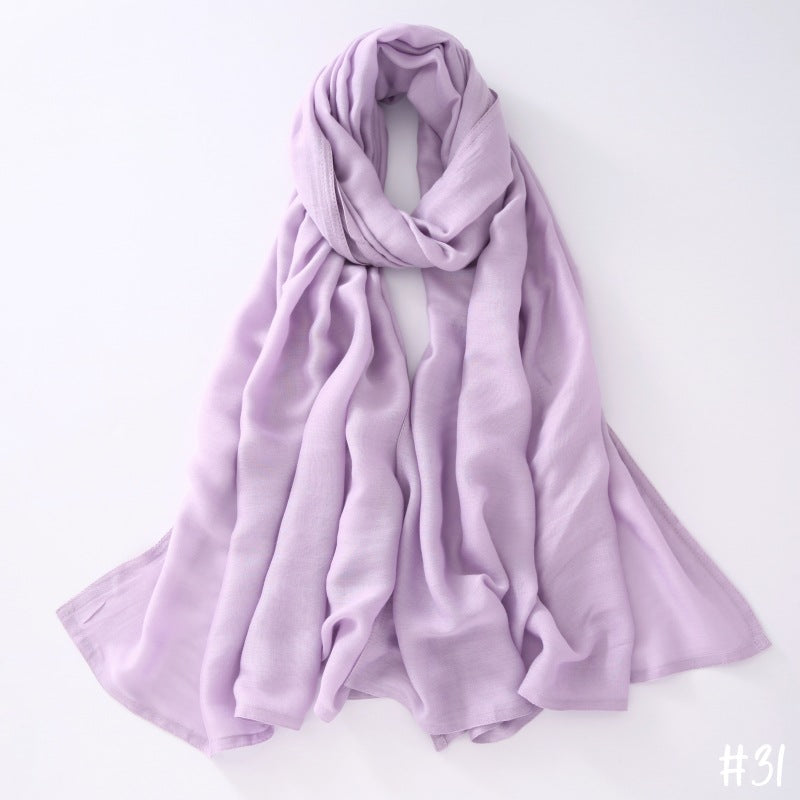 Breathable Modal Monochrome Shawl, Malay Indonesian Cotton And Linen Hijab, Solid Colour Scarf