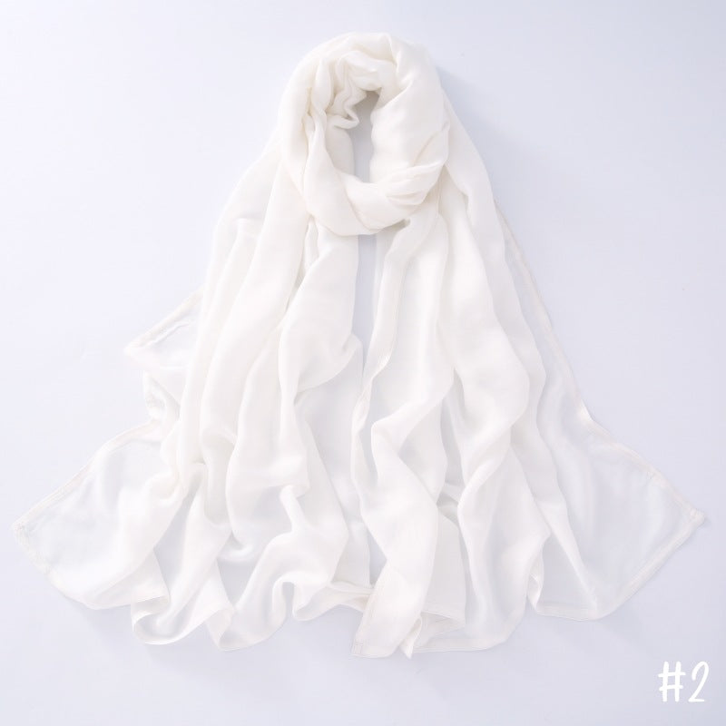 Breathable Modal Monochrome Shawl, Malay Indonesian Cotton And Linen Hijab, Solid Colour Scarf