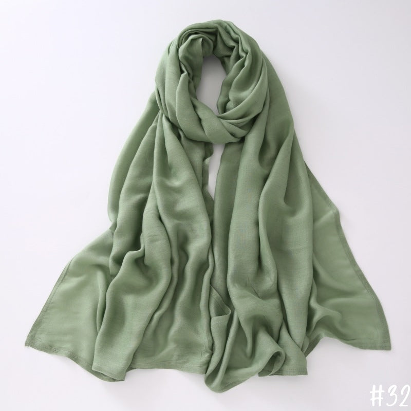Breathable Modal Monochrome Shawl, Malay Indonesian Cotton And Linen Hijab, Solid Colour Scarf