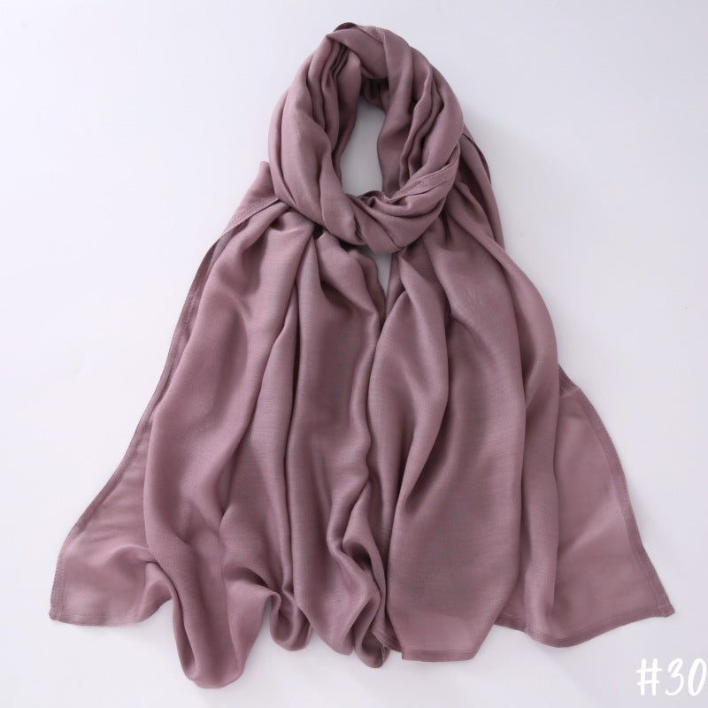 Breathable Modal Monochrome Shawl, Malay Indonesian Cotton And Linen Hijab, Solid Colour Scarf