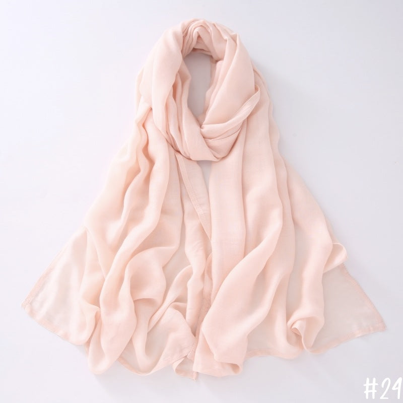 Breathable Modal Monochrome Shawl, Malay Indonesian Cotton And Linen Hijab, Solid Colour Scarf