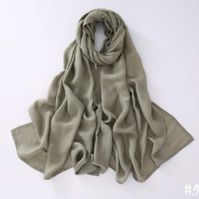 Breathable Modal Monochrome Shawl, Malay Indonesian Cotton And Linen Hijab, Solid Colour Scarf