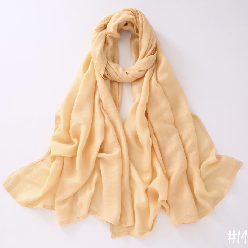 Breathable Modal Monochrome Shawl, Malay Indonesian Cotton And Linen Hijab, Solid Colour Scarf