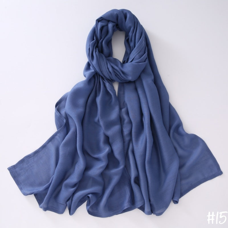 Breathable Modal Monochrome Shawl, Malay Indonesian Cotton And Linen Hijab, Solid Colour Scarf