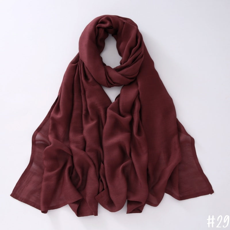 Breathable Modal Monochrome Shawl, Malay Indonesian Cotton And Linen Hijab, Solid Colour Scarf