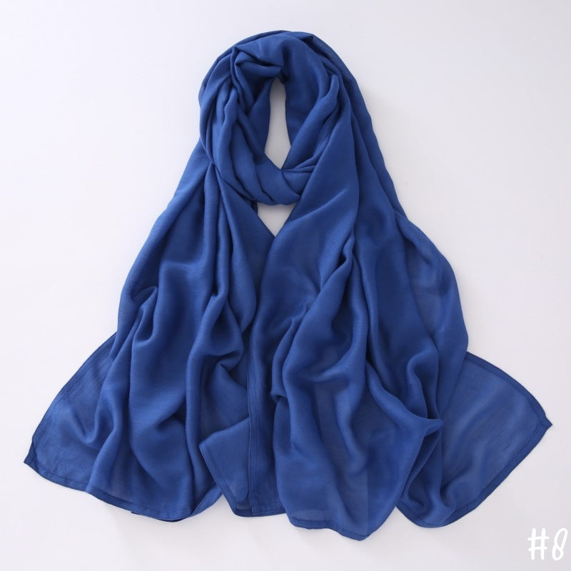 Breathable Modal Monochrome Shawl, Malay Indonesian Cotton And Linen Hijab, Solid Colour Scarf