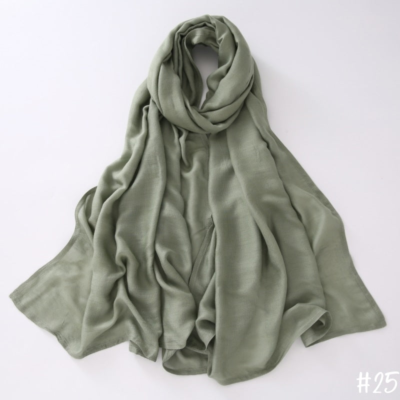 Breathable Modal Monochrome Shawl, Malay Indonesian Cotton And Linen Hijab, Solid Colour Scarf