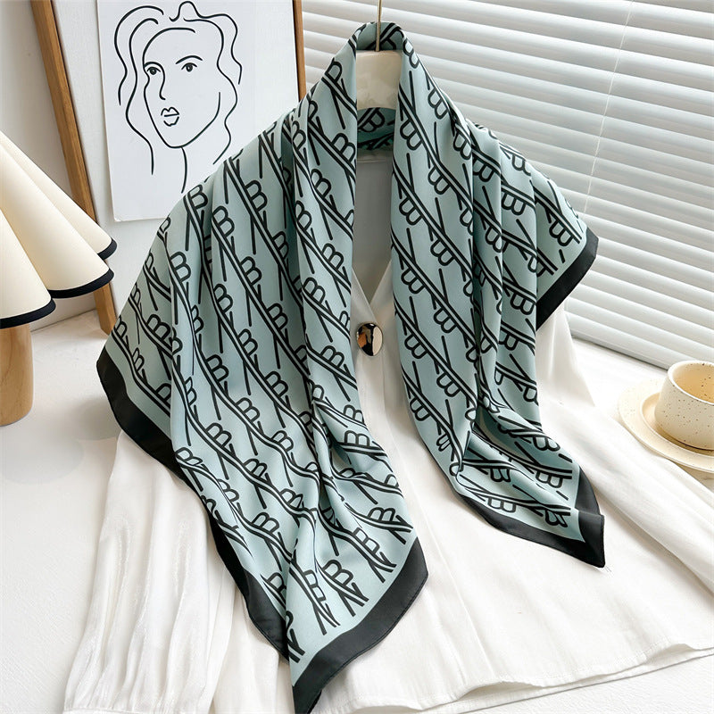 Women's Luxury Twill Silk Scarf, Printed 90/90cm Square Scarf