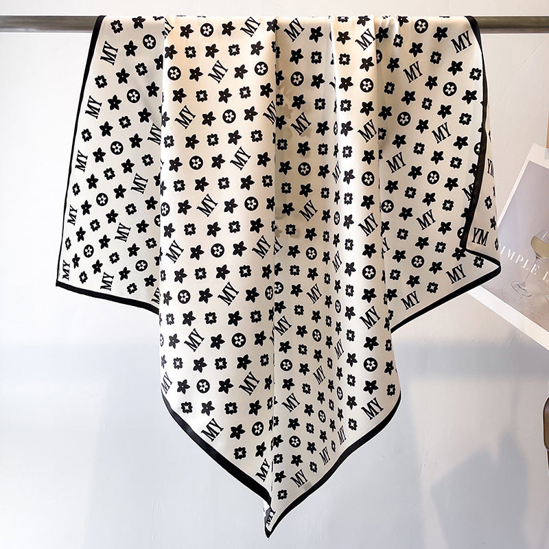 Women's Luxury Twill Silk Scarf, Printed 90/90cm Square Scarf