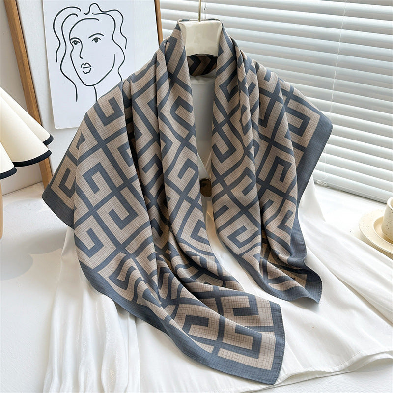 Women's Luxury Twill Silk Scarf, Printed 90/90cm Square Scarf