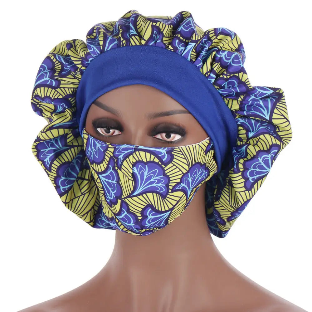 African Pattern Sleeping Cap And Mask Set