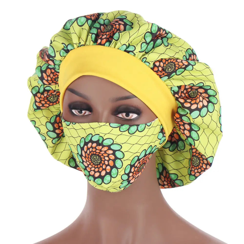 African Pattern Sleeping Cap And Mask Set