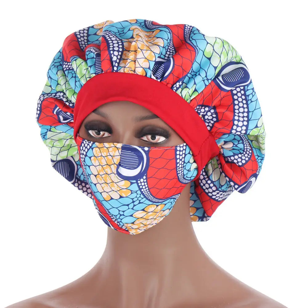 African Pattern Sleeping Cap And Mask Set