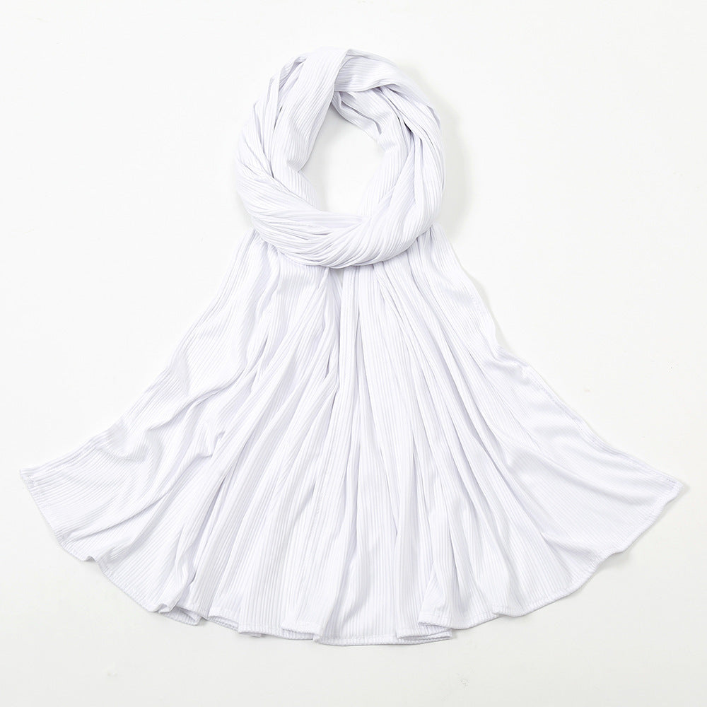 Women's Knitted Thread Cotton Shawl, Striped Solid Colour Scarf