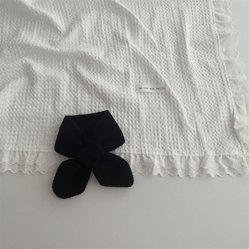Korean Style Solid Colour Knitted Cross Scarf