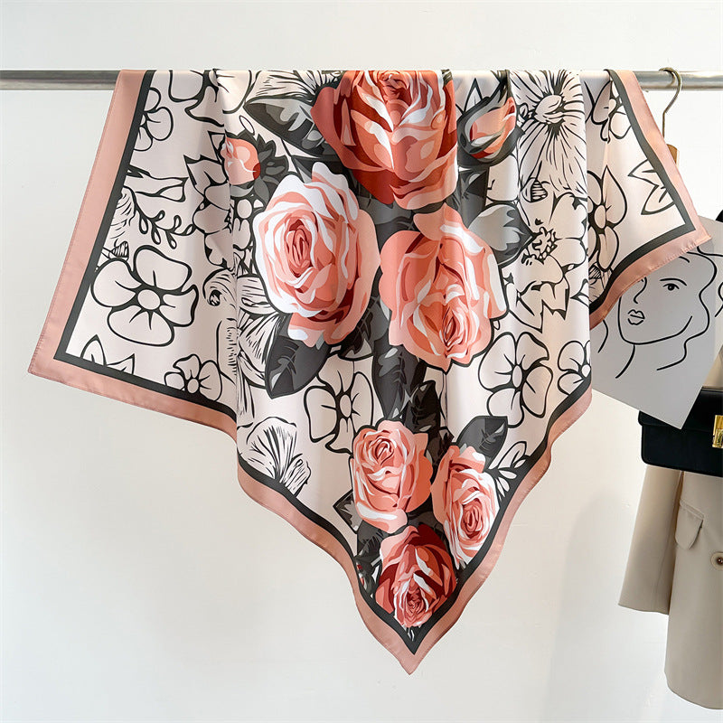 Women's Luxury Twill Silk Scarf, Printed 90/90cm Square Scarf