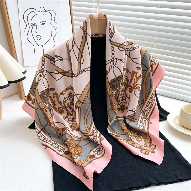 Women's Luxury Twill Silk Scarf, Printed 90/90cm Square Scarf