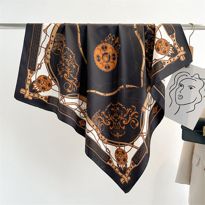 Women's Luxury Twill Silk Scarf, Printed 90/90cm Square Scarf