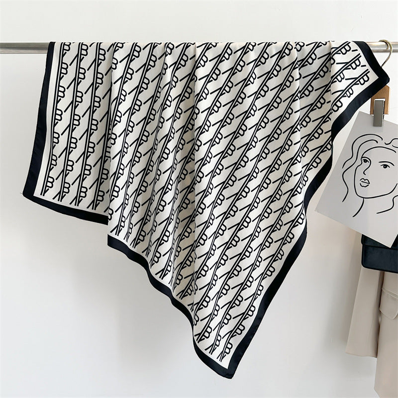 Women's Luxury Twill Silk Scarf, Printed 90/90cm Square Scarf
