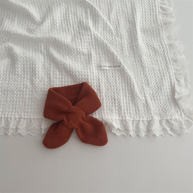 Korean Style Solid Colour Knitted Cross Scarf