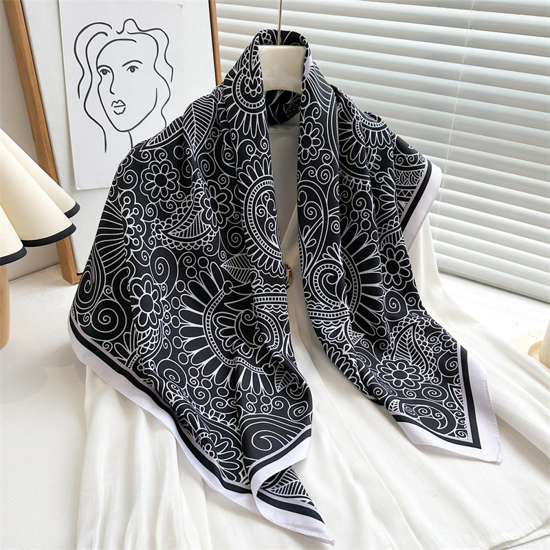 Women's Luxury Twill Silk Scarf, Printed 90/90cm Square Scarf