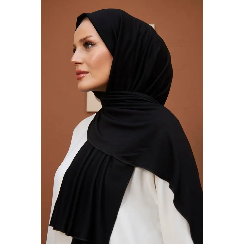 Black Combed Cotton Shawl - Hijab