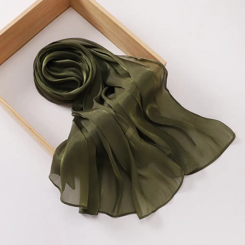 Breathable Satin Silk Scarf - 12 Army Green / 70x175CM - Satin Silk Scarf