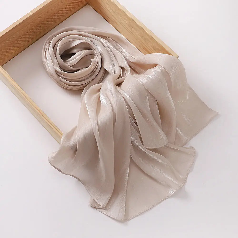 Breathable Satin Silk Scarf - 4 Light Khaki Beige / 70x175CM - Satin Silk Scarf