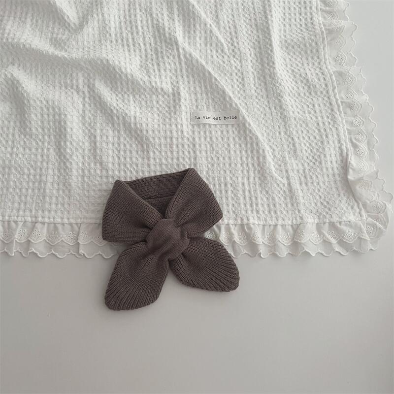 Korean Style Solid Colour Knitted Cross Scarf