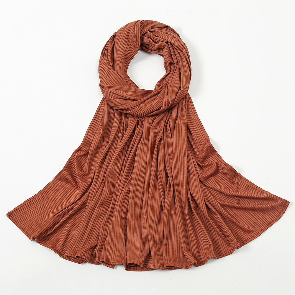 Women's Knitted Thread Cotton Shawl, Striped Solid Colour Scarf