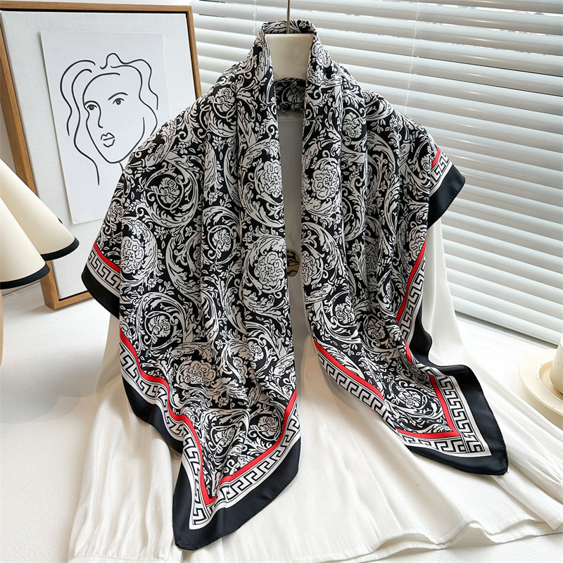 Women's Luxury Twill Silk Scarf, Printed 90/90cm Square Scarf