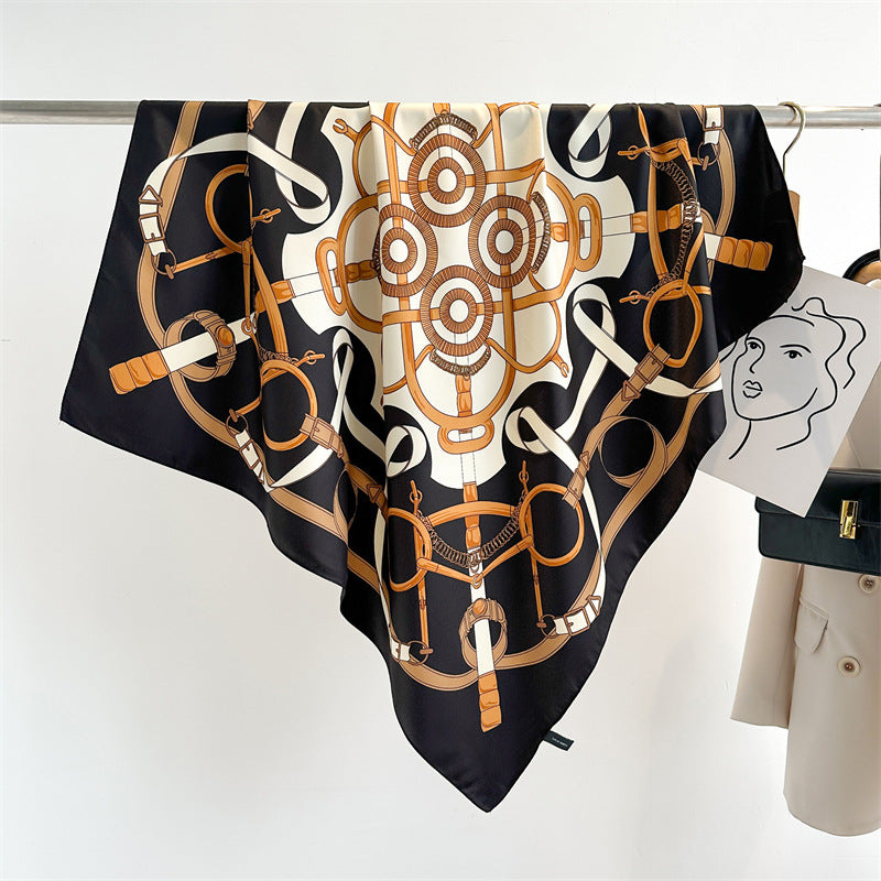 Women's Luxury Twill Silk Scarf, Printed 90/90cm Square Scarf