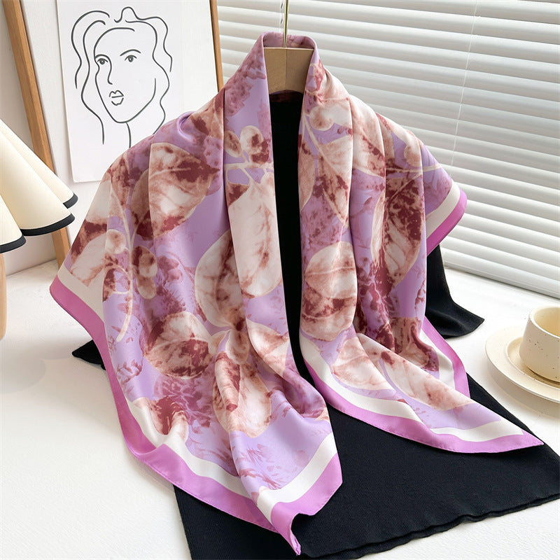 Women's Luxury Twill Silk Scarf, Printed 90/90cm Square Scarf