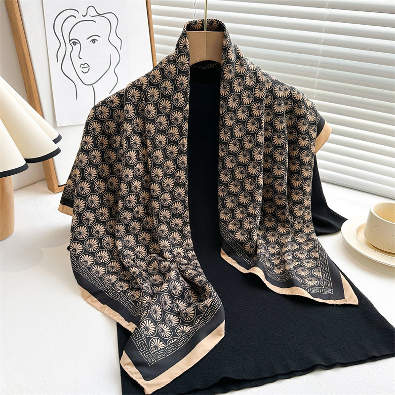 Women's Luxury Twill Silk Scarf, Printed 90/90cm Square Scarf