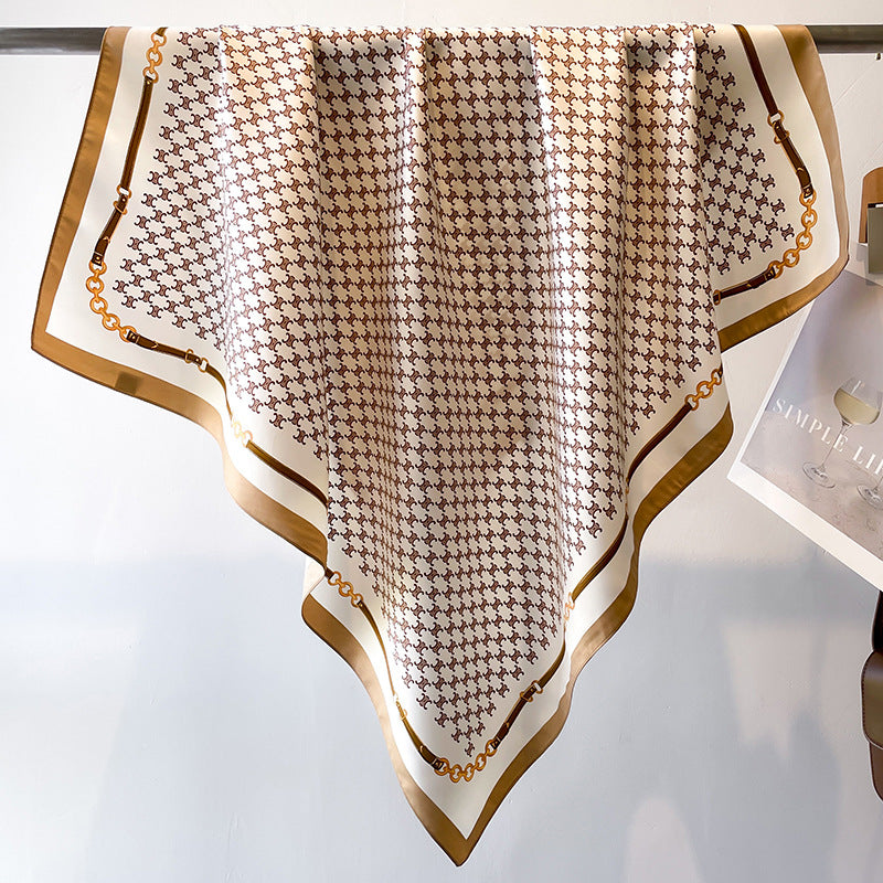 Women's Luxury Twill Silk Scarf, Printed 90/90cm Square Scarf