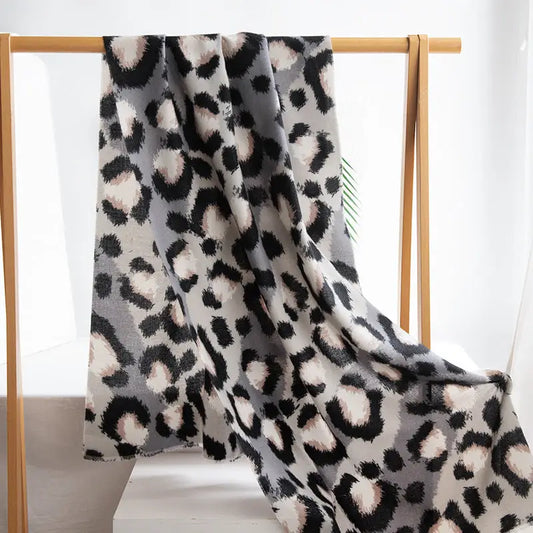 Cashmere-like Leopard Print Shawl - Black And Gray Leopard Grain / 65X190cm - long shawl