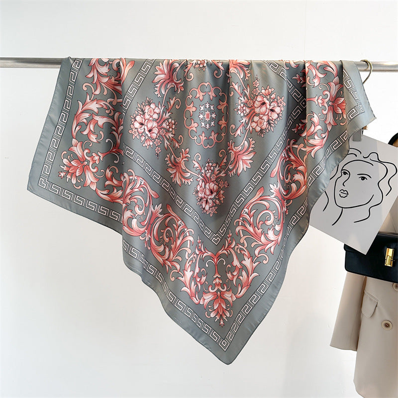 Women's Luxury Twill Silk Scarf, Printed 90/90cm Square Scarf