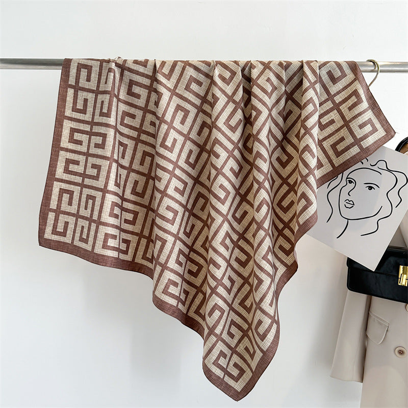 Women's Luxury Twill Silk Scarf, Printed 90/90cm Square Scarf