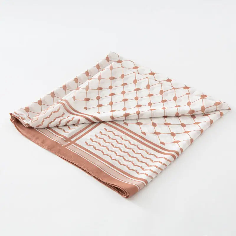 Chiffon Plaid Square Scarf Keffiyeh Scarf - nude brown / 115X115 - Keffiyeh Scarf