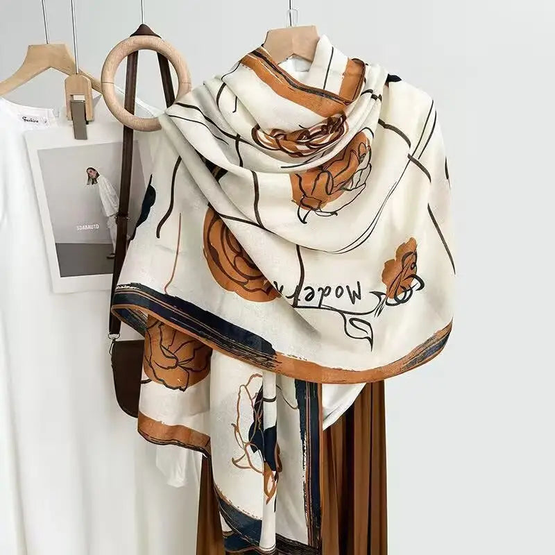 Cotton And Linen Scarf Thin And Silky Shawl Travel Accessory Sun-proof Beach Towel For Women - New 8 / 180CM