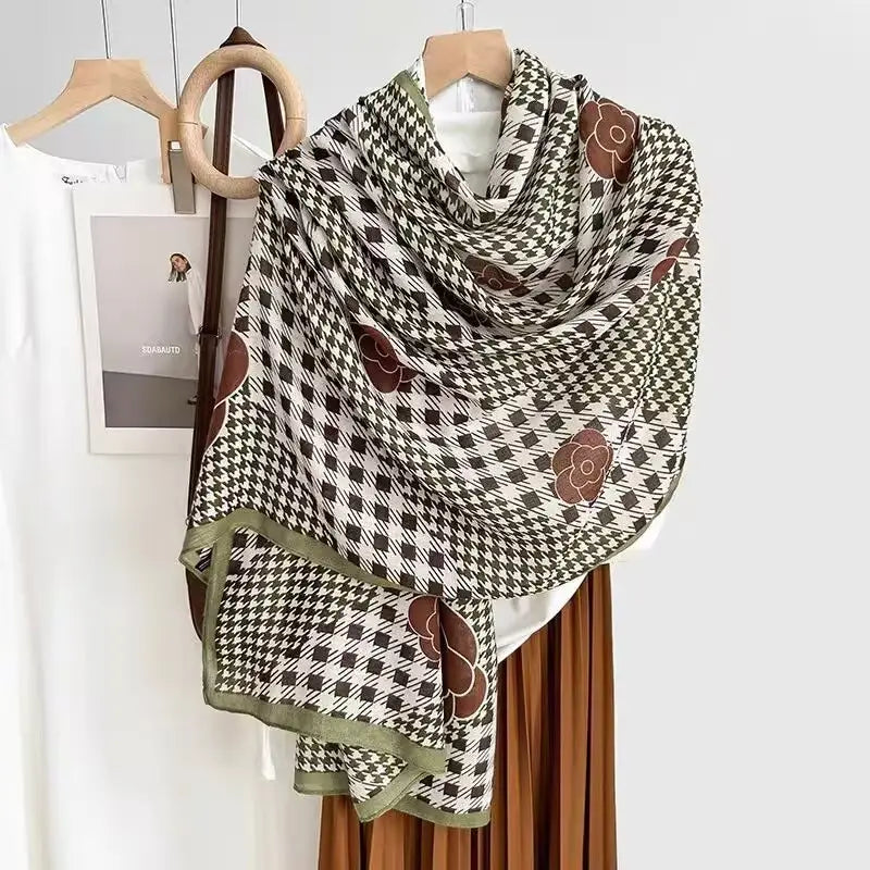 Cotton And Linen Scarf, Thin And Silky Shawl, Travel Accessory, Sun-proof Beach Towel For Women