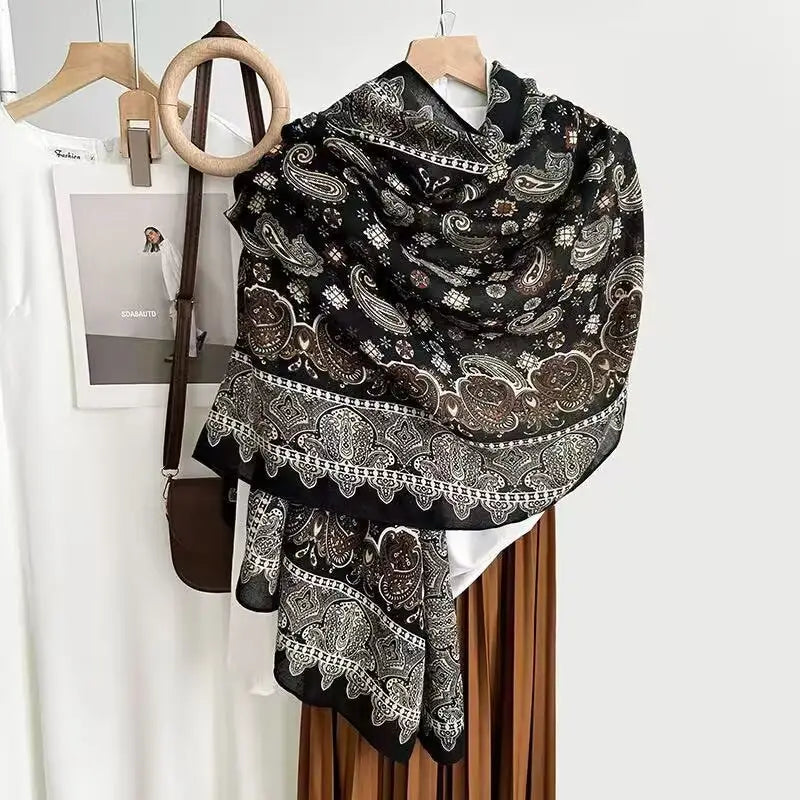 Cotton And Linen Scarf Thin And Silky Shawl Travel Accessory Sun-proof Beach Towel For Women - New 37 / 180CM