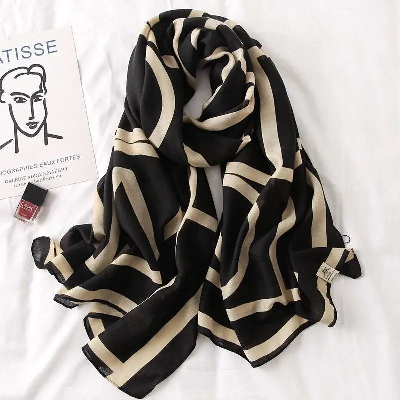 Cotton And Linen Scarf Thin And Silky Shawl Travel Accessory Sun-proof Beach Towel For Women
