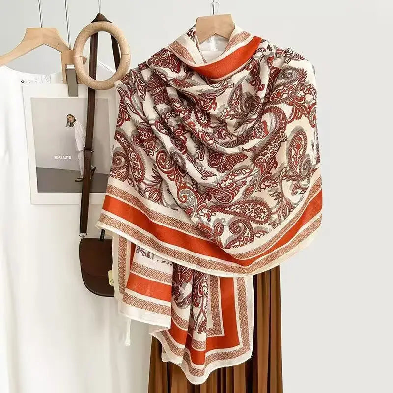 Cotton And Linen Scarf Thin And Silky Shawl Travel Accessory Sun-proof Beach Towel For Women - New 42 / 180CM